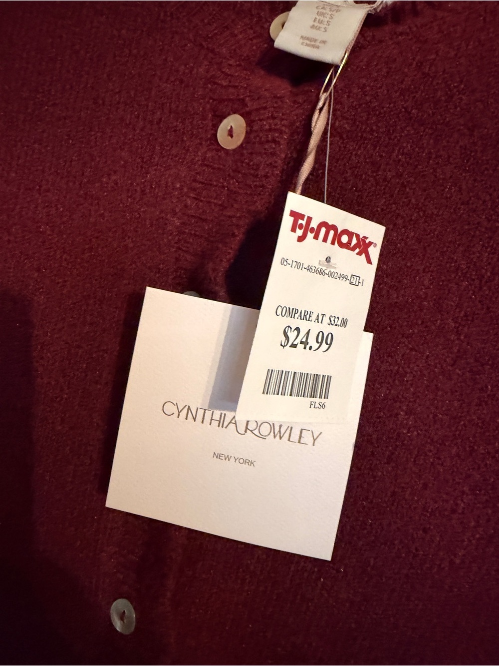 Cynthia Rowley Ruffle-Hem Button Cardigan in Burgundy - Picture 3 of 4